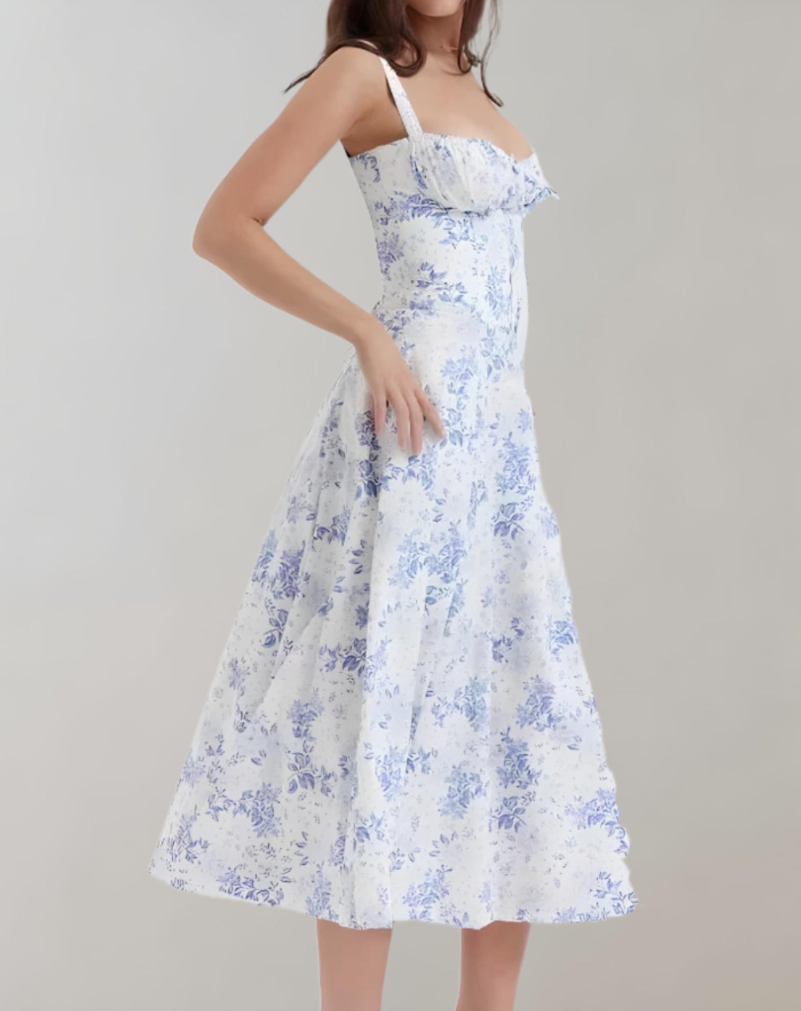 Midi-Jurk Met Korset En Bloemenprint