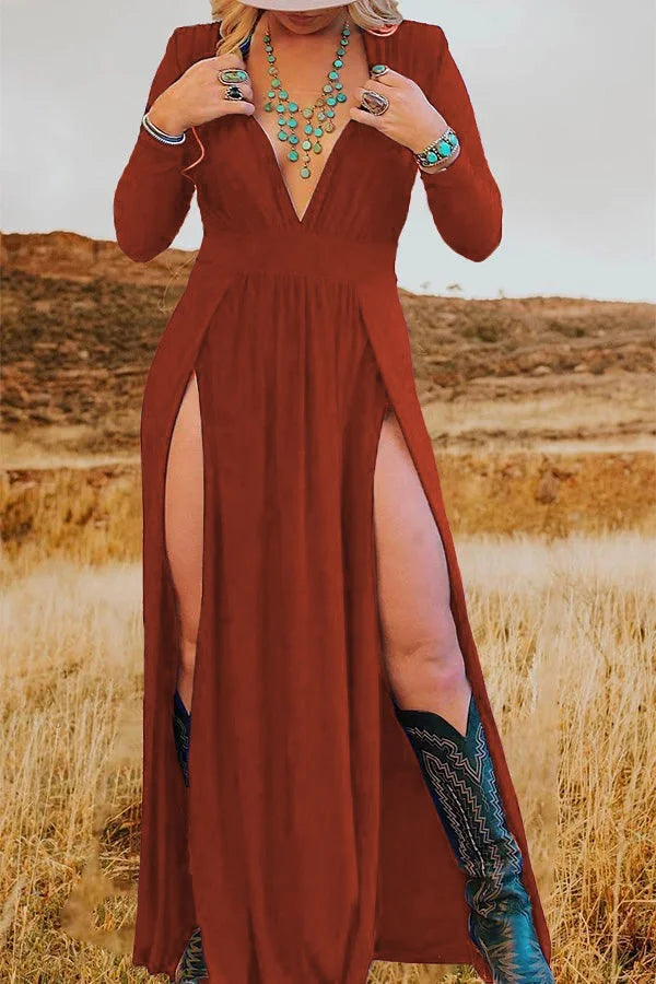 Slit Deep  Dress